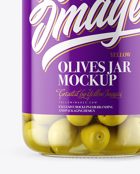 Clear Glass Jar with Olives Mockup