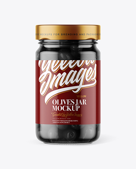 Clear Glass Jar with Black Olives Mockup