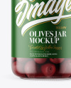 Clear Glass Jar with Kalamata Olives Mockup