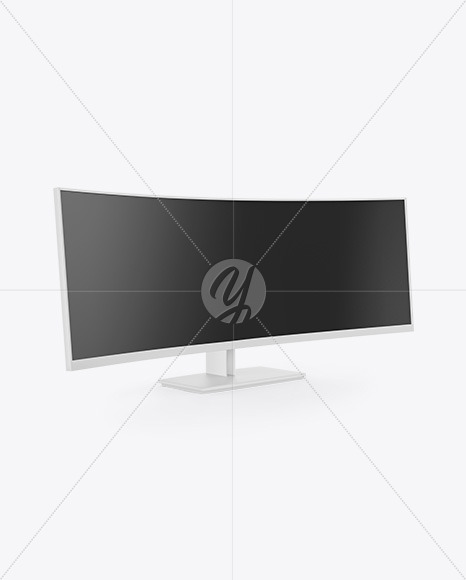 Curved Ultrawide Monitor Mockup - Half Side View