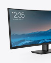 Curved Ultrawide Monitor Mockup - Half Side View