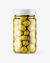 Clear Glass Jar with Olives Mockup