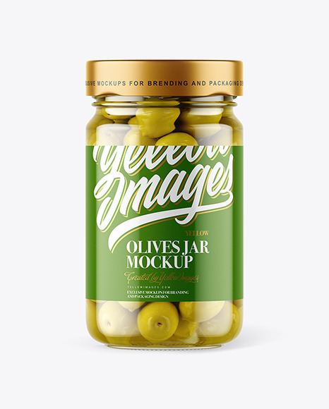 Clear Glass Jar with Olives Mockup