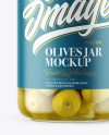 Clear Glass Jar with Olives Mockup