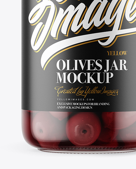 Clear Glass Jar with Kalamata Olives Mockup