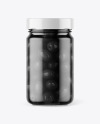 Clear Glass Jar with Black Olives Mockup