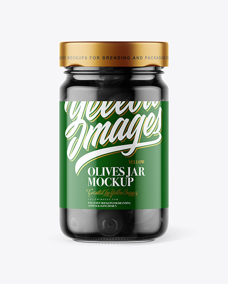 Clear Glass Jar with Black Olives Mockup