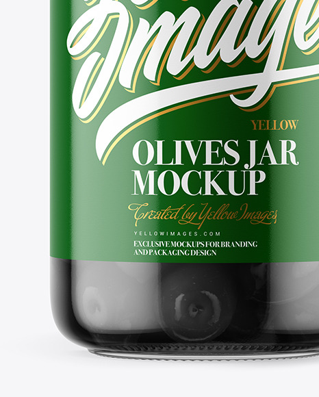 Clear Glass Jar with Black Olives Mockup