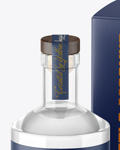 Clear Glass Gin Bottle with Box Mockup