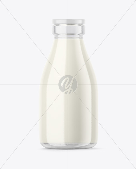 Clear Glass Dairy Bottle Mockup