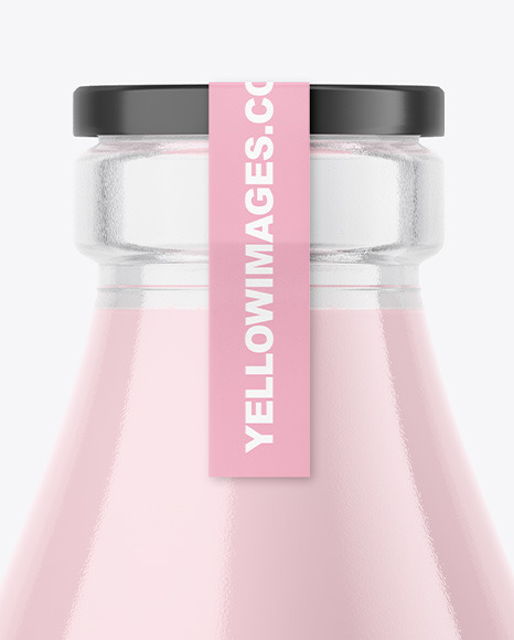 Clear Glass Dairy Bottle Mockup