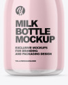 Clear Glass Dairy Bottle Mockup