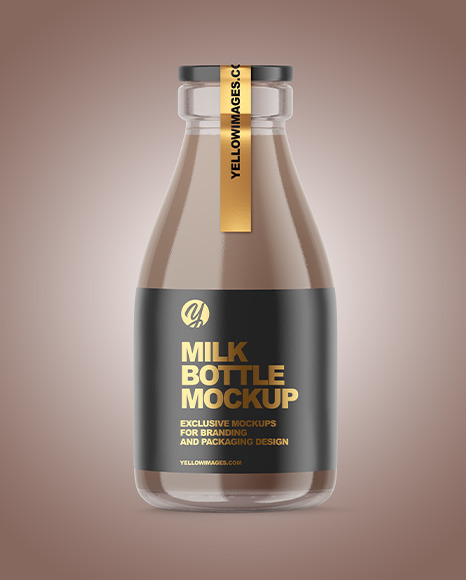 Clear Glass Dairy Bottle Mockup