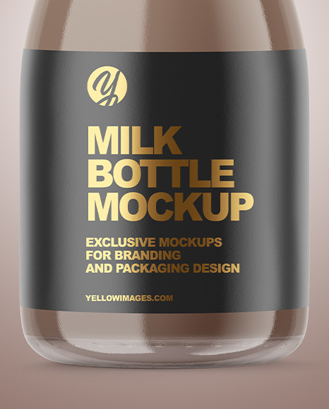 Clear Glass Dairy Bottle Mockup