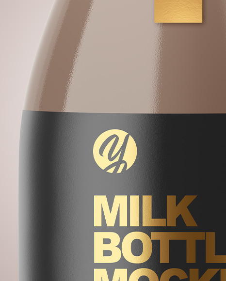 Clear Glass Dairy Bottle Mockup