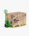 Hand Pallet Truck &amp; Kraft Box Mockup