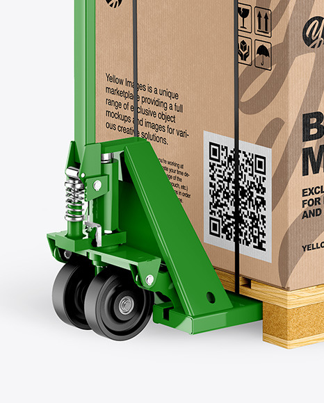 Hand Pallet Truck & Kraft Box Mockup