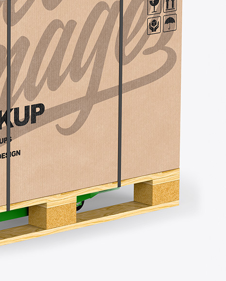 Hand Pallet Truck &amp; Kraft Box Mockup