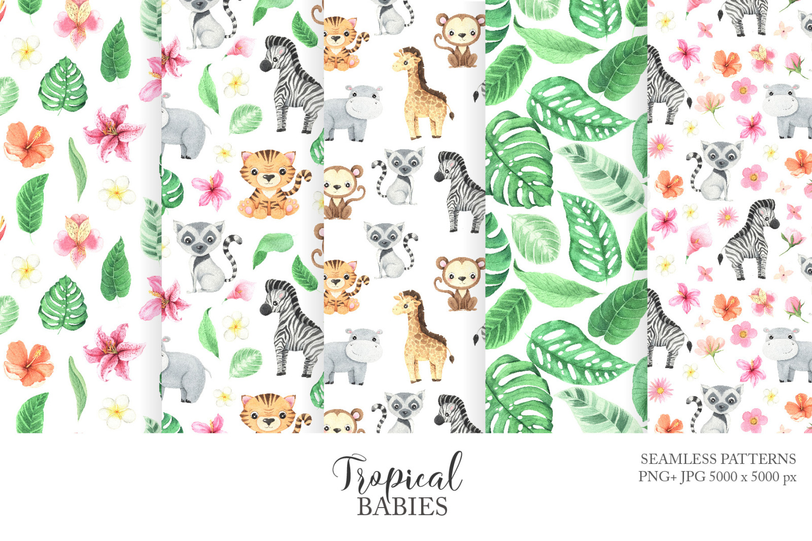 Watercolor Tropical Animals Clipart