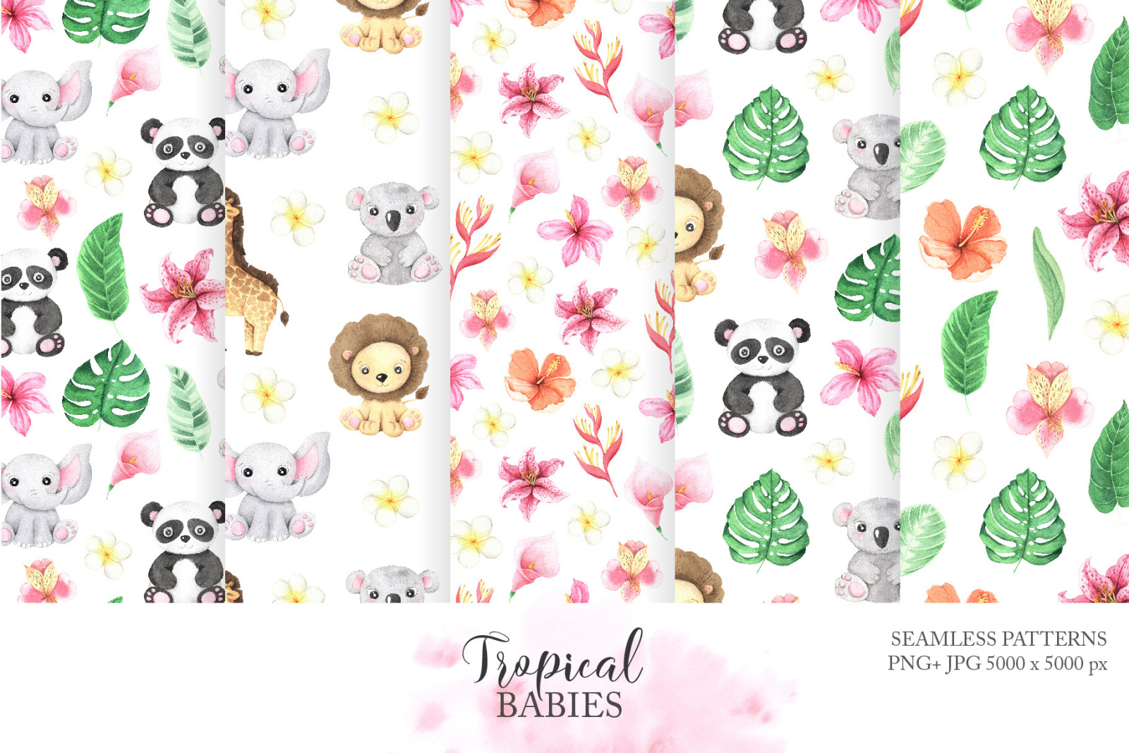 Watercolor Tropical Animals Clipart