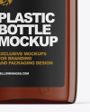 Amber Plastic Bottle with Pump Mockup