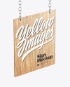 Wooden Sign w/ Metallic Chain Mockup