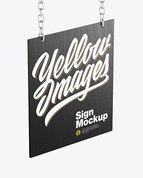 Wooden Sign w/ Metallic Chain Mockup