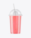 Strawberry Smoothie Cup with Transparent Cap Mockup