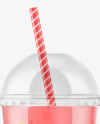 Strawberry Smoothie Cup with Transparent Cap Mockup