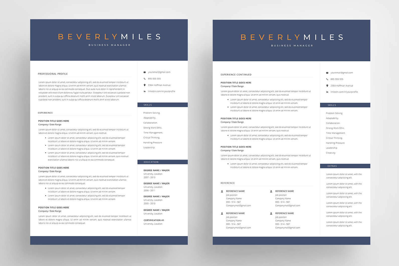 Resume Template and Cover Letter / CV / 4 pages