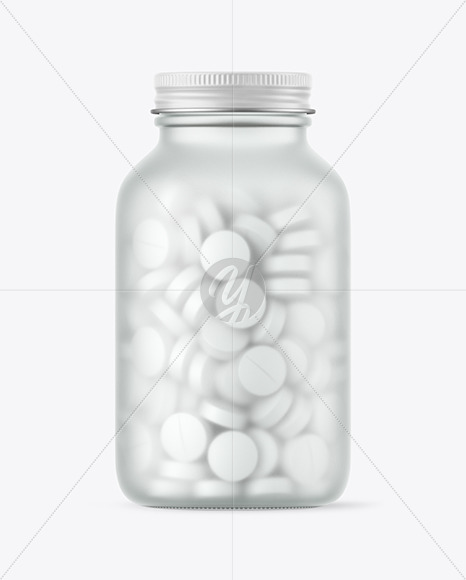 Frosted Glass Pills Bottle Mockup