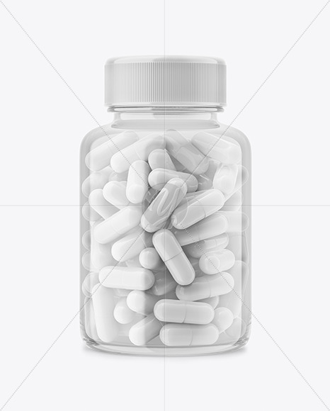 Clear Bottle With Pills Mockup