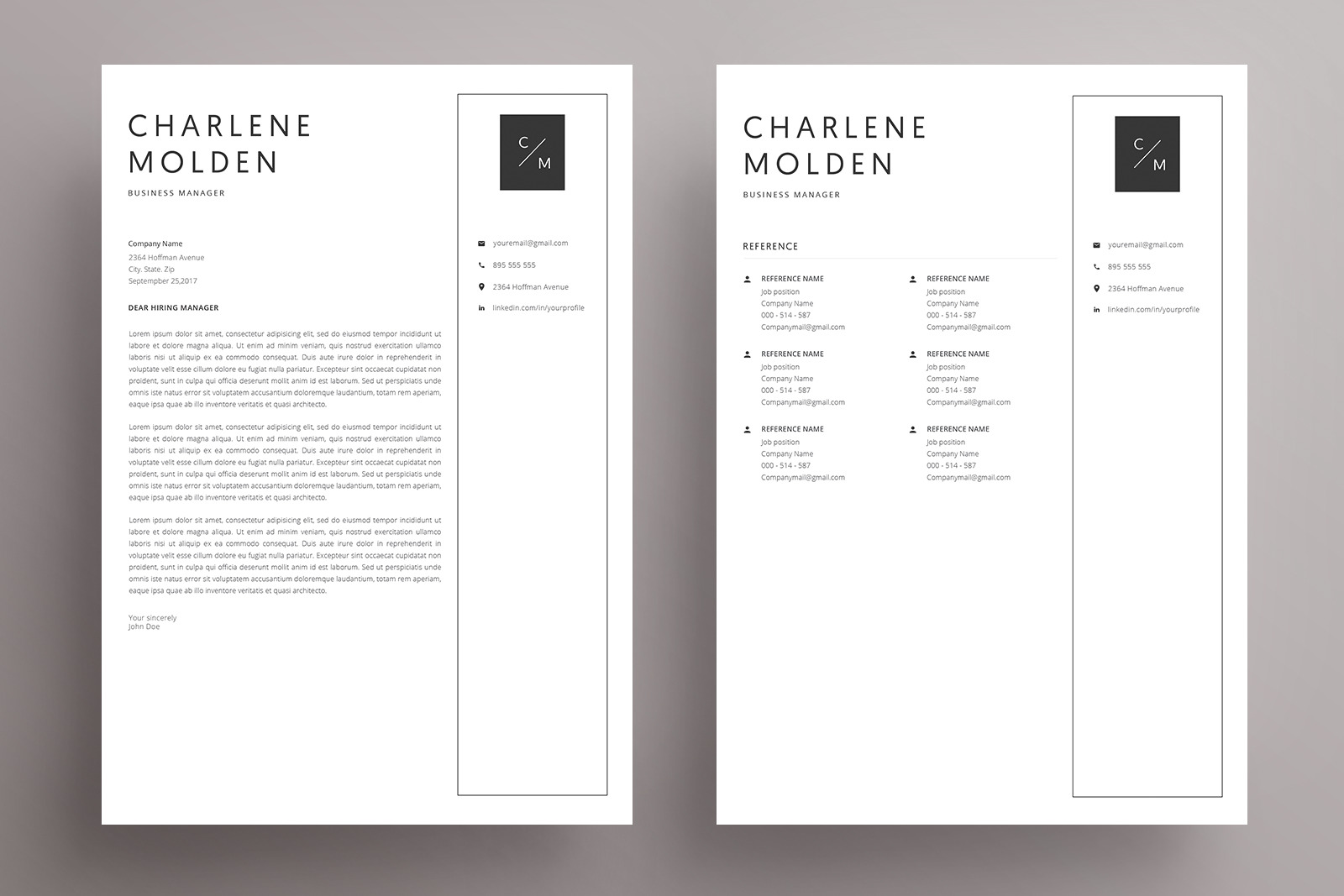 Resume And Cover Letter / 4 Pages / CV Template