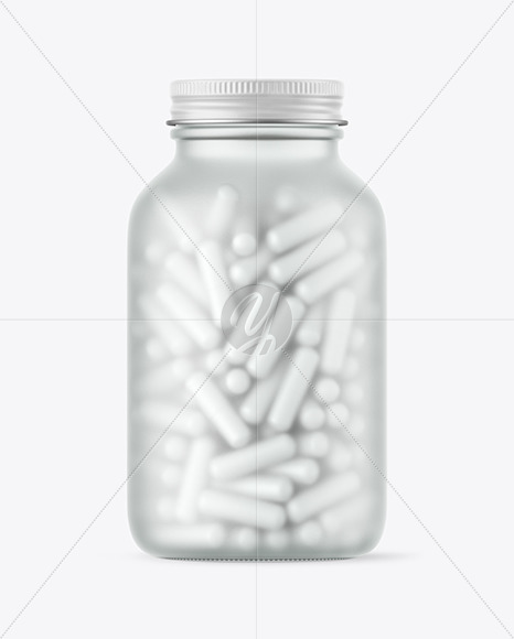 Frosted Glass Pills Bottle Mockup