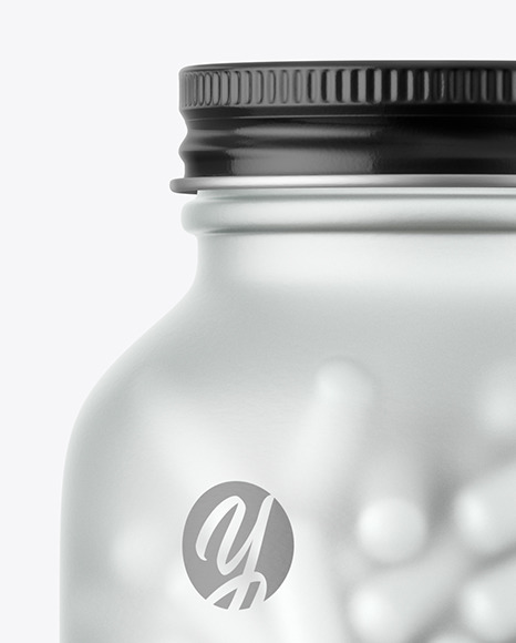 Frosted Glass Pills Bottle Mockup