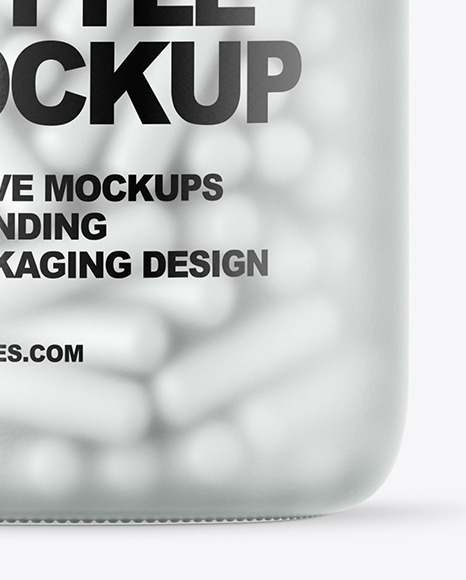 Frosted Glass Pills Bottle Mockup