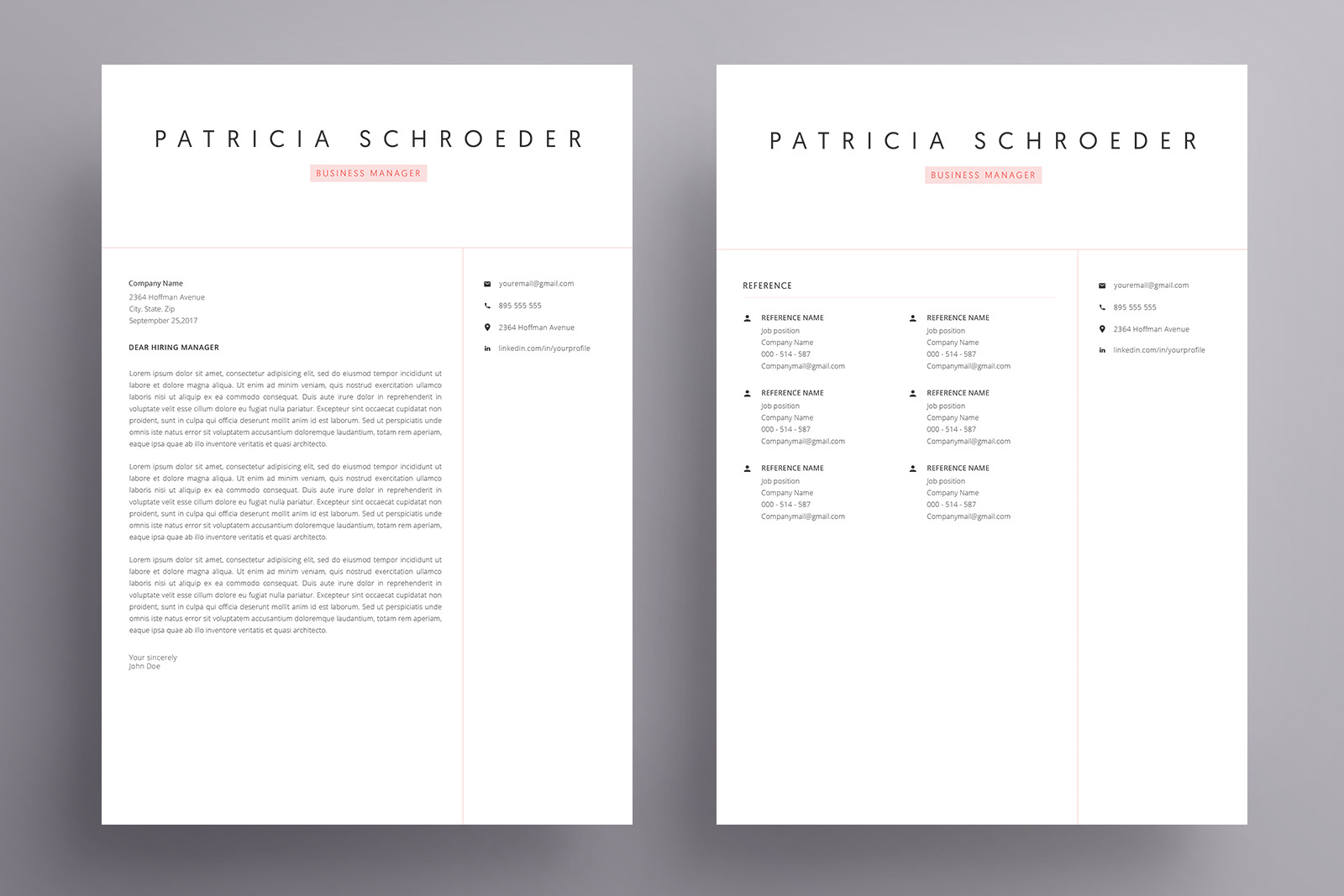 Modern Resume Template and Cover Letter / CV / 4 Pages