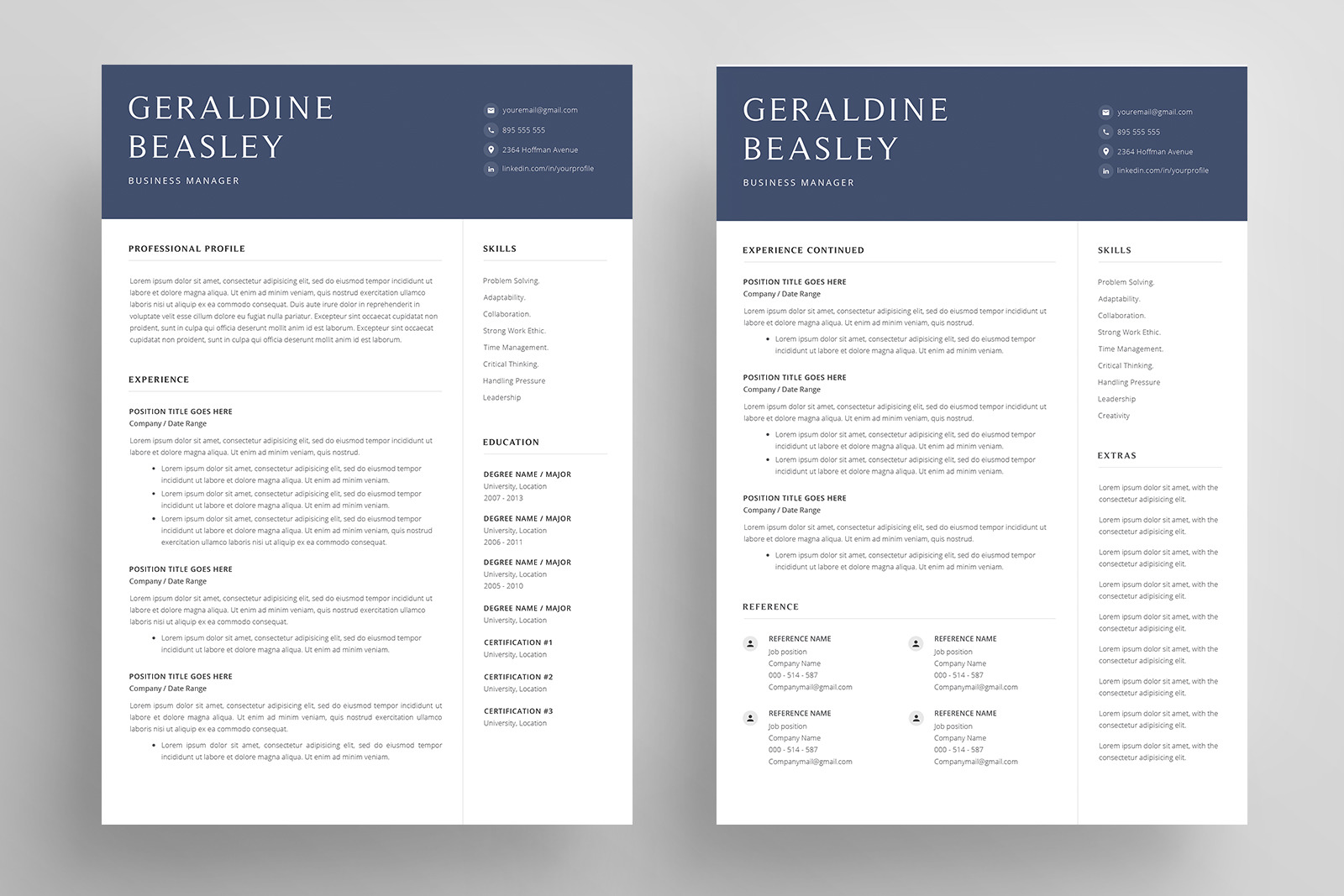 Resume Template and Cover letter / CV / 4 Pages