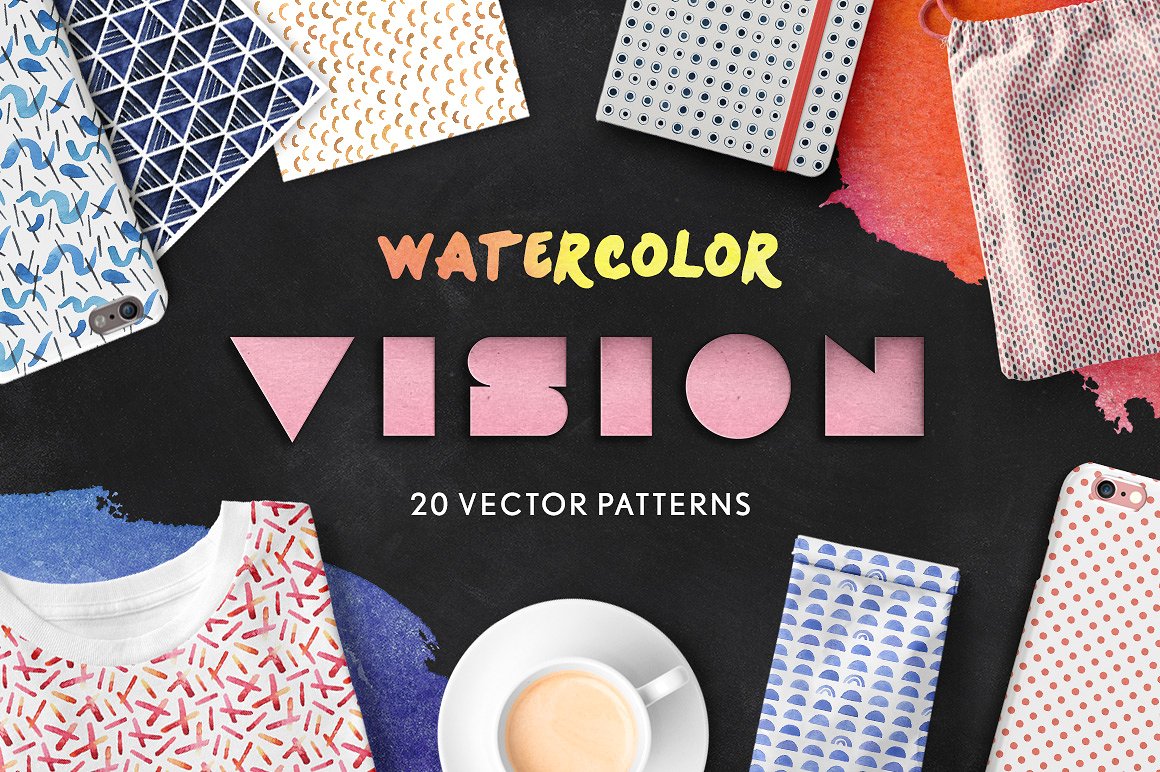 Watercolor Vision Vector Patterns