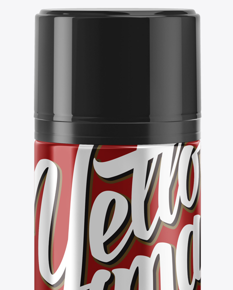 Glossy Metallic Shaving Foam Bottle With Cap Mockup