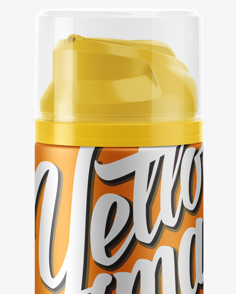 Matte Metallic Shaving Foam Bottle With Transparent Cap Mockup