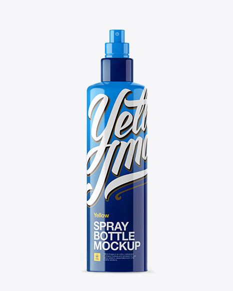 Glossy Spray Bottle With Transparent Cap Mockup