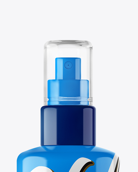 Glossy Spray Bottle With Transparent Cap Mockup