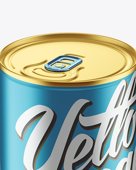 1L Metallic Aluminium Can Mockup (High-Angle Shot)