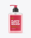 Clear Plastic Bottle with Pump Mockup