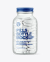 Clear Glass Pills Bottle Mockup