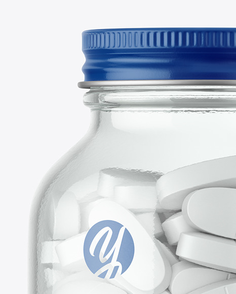 Clear Glass Pills Bottle Mockup