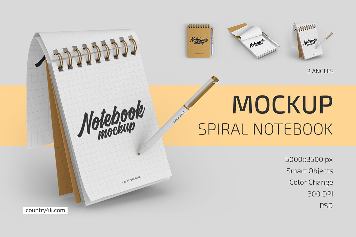 Spiral Notebook Mockup Set Spiral Notebook Mockup Set