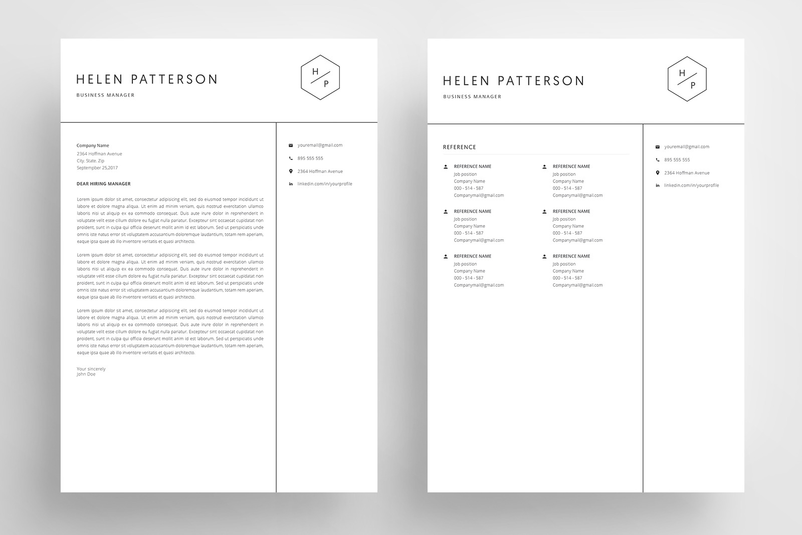 Resume Template and Cover Letter / CV / 4 Pages