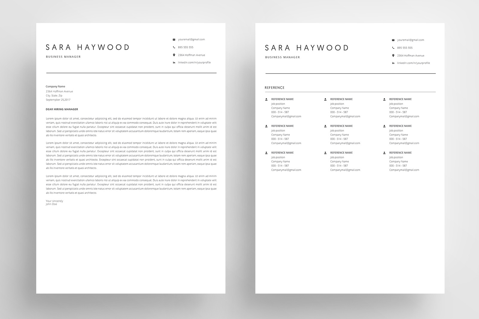 Resume Template and Cover Letter / 4 Pages / CV